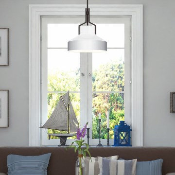 Quoizel - Φωτιστικό οροφής σε ράβδο BRECKEN 2xE27/60W/230V μαύρο/λευκό