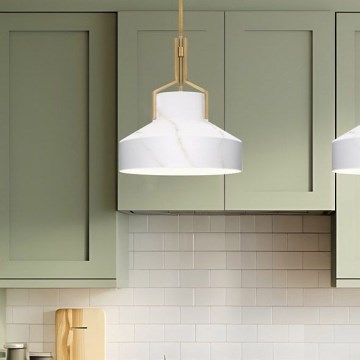 Quoizel - Φωτιστικό οροφής σε ράβδο BRECKEN 2xE27/60W/230V χρυσό/μαρμάρινο ντεκόρ