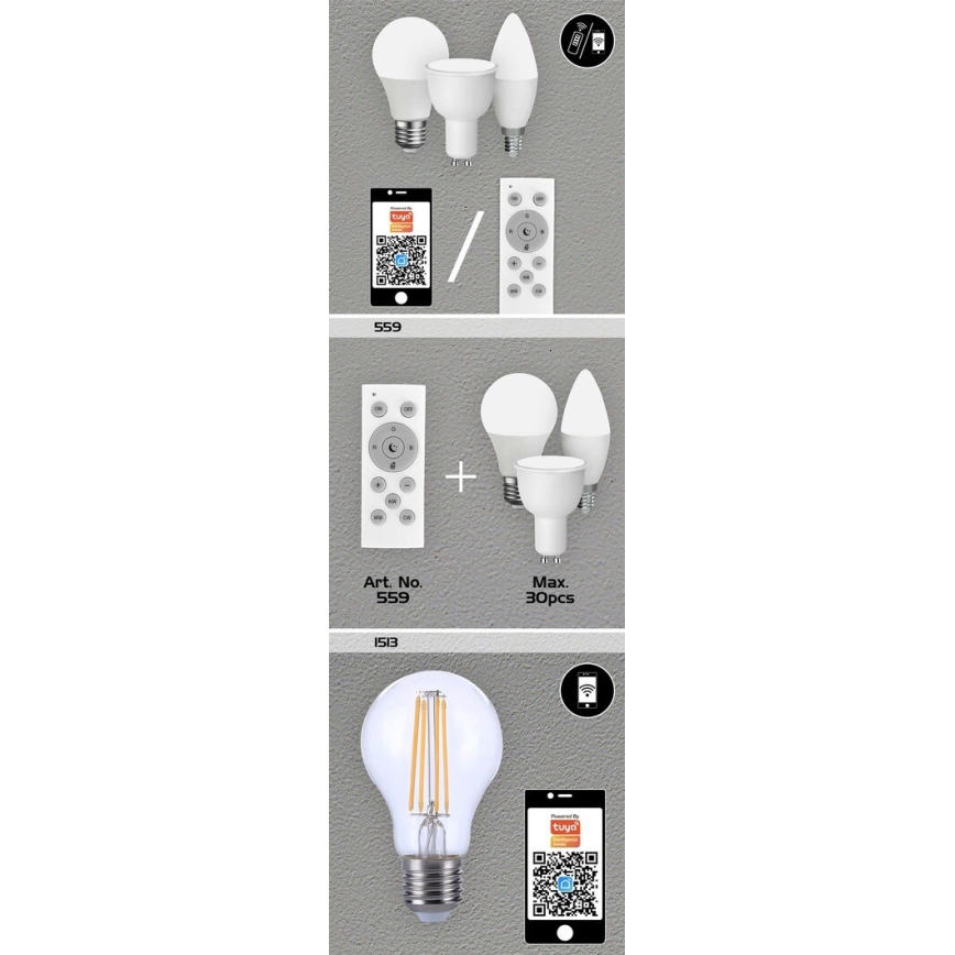 Rabalux - Λαμπτήρας LED RGB ρυθμιζόμενος C37 E14/5W/230V Wi-Fi 3000-6500K