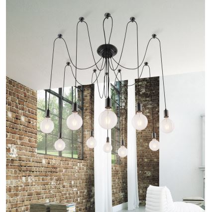 Rabalux - Κρεμαστό φωτιστικό οροφής 10xE27/60W/230V spider μαύρο