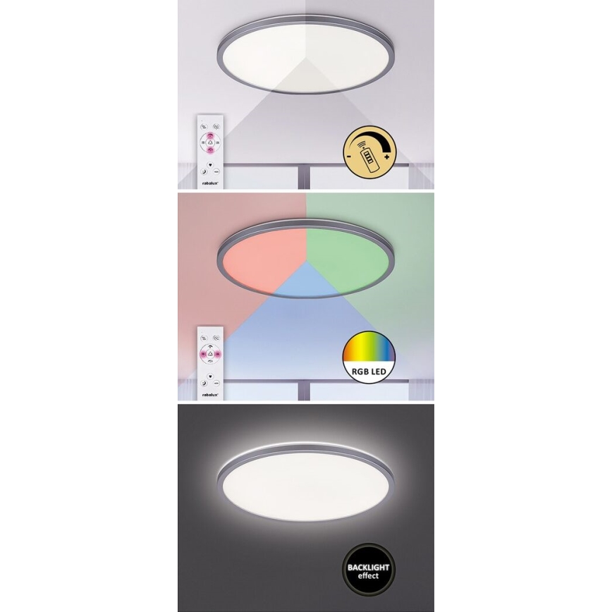Rabalux - LED RGB ρυθμιζόμενο φωτιστικό οροφής LED/22W/230V Wi-Fi Tuya + τηλεχειριστήριο 42x42 cm