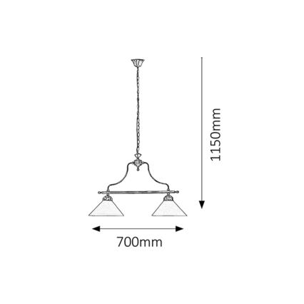 Rabalux 2707 - Πολύφωτο σε αλυσίδα MARIAN 2xE27/60W/230V
