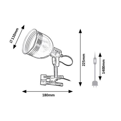 Rabalux - Φωτιστικό σποτ με κλιπ 1xE14/25W/230V μαύρο