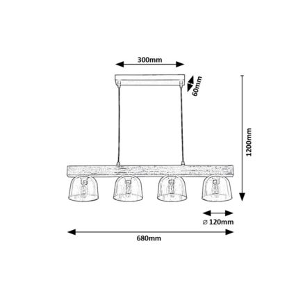 Rabalux - Κρεμαστό φωτιστικό οροφής ράγα 4xE14/40W/230V