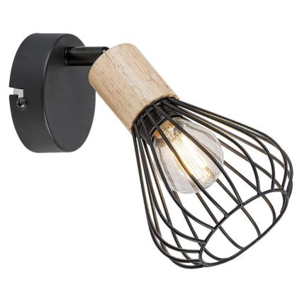 Rabalux - Επιτοίχιο φωτιστικό με 1 λάμπα E14/25W/230V σε μαύρο/οξιά