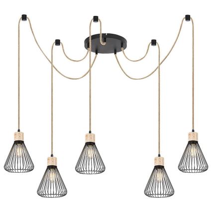 Rabalux - Φωτιστικό οροφής με καλώδιο 5xE27/40W/230V αράχνη μαύρο/οξιά