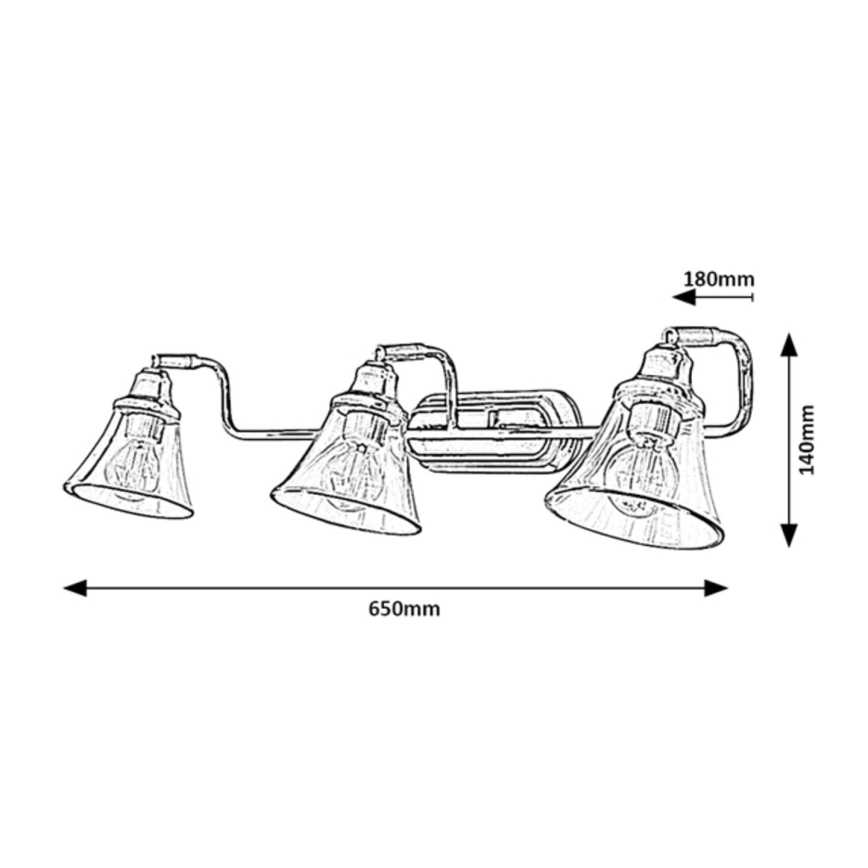 Rabalux - Επιτοίχιο φωτιστικό μπάνιου με 3 λάμπες E14/40W/230V IP44