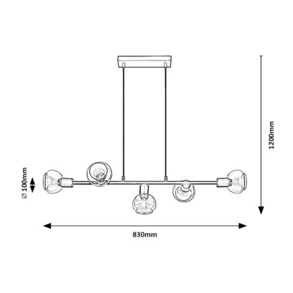 Rabalux - Κρεμαστό φωτιστικό ράγα 5xE14/40W/230V