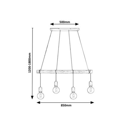 Rabalux - Πολύφωτο με συρματόσχοινο 4xE27/40W/230V