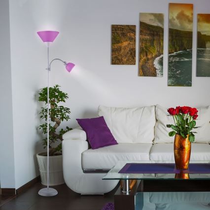 Rabalux - επιδαπέδιο φωτιστικό 1xE27/100W+E14/25W ματ χρώμιο/μωβ