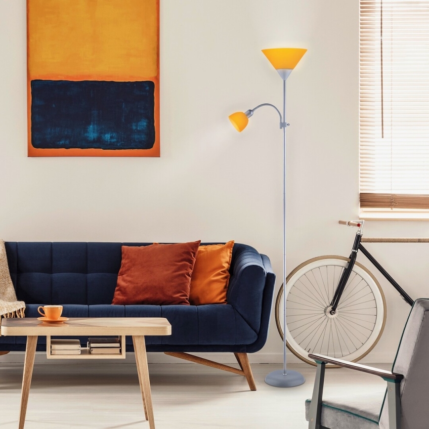 Rabalux - επιδαπέδιο φωτιστικό 1xE27/100W+E14/25W γκρι/πορτοκαλί