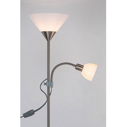 Rabalux - Φωτιστικό δαπέδου ACTION 1xE27/100W/230V + 1xE14/25W ματ χρώμιο/λευκό