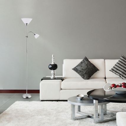 Rabalux - επιδαπέδιο φωτιστικό 1xE27/100W+E14/25W ματ χρώμιο/λευκό
