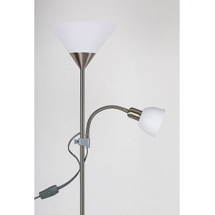 Rabalux - επιδαπέδιο φωτιστικό 1xE27/100W+E14/25W ματ χρώμιο/λευκό