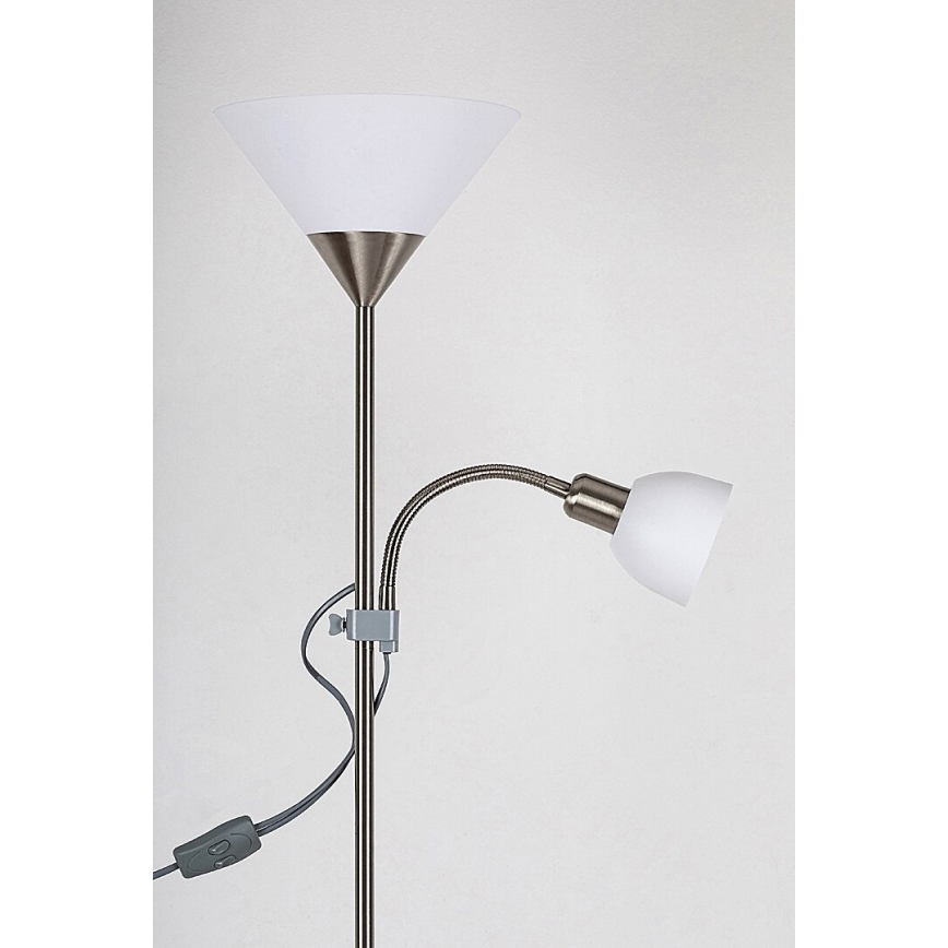 Rabalux - επιδαπέδιο φωτιστικό 1xE27/100W+E14/25W ματ χρώμιο/λευκό
