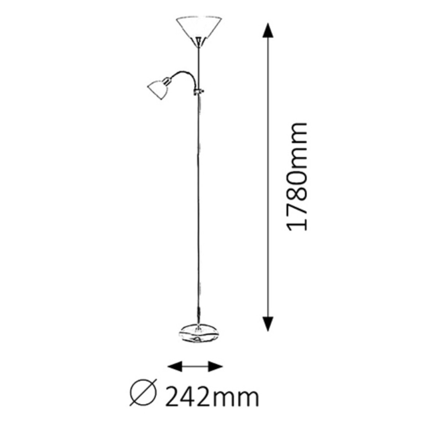 Rabalux - επιδαπέδιο φωτιστικό 1xE27/100W+E14/25W ματ χρώμιο/λευκό