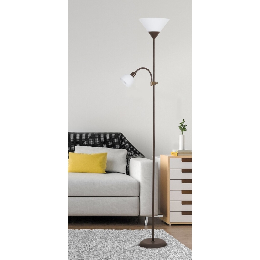 Rabalux - επιδαπέδιο φωτιστικό 1xE27/100W+1xE14/25W/230V καφέ/λευκό