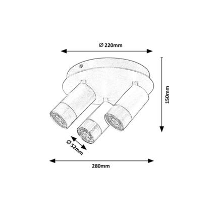 Rabalux  - Φωτιστικό σποτ ZIRCON 3xGU10/5W/230V