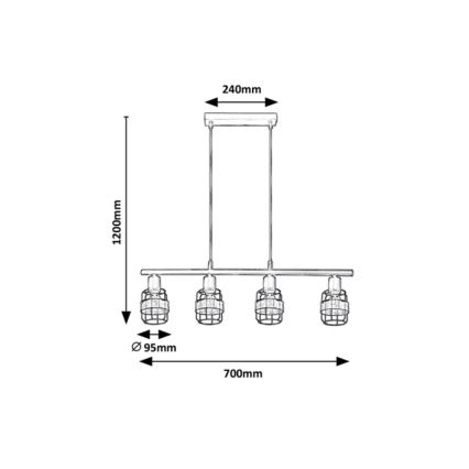 Rabalux - Πολύφωτο κρεμαστό ράγα 4xE14/25W/230V