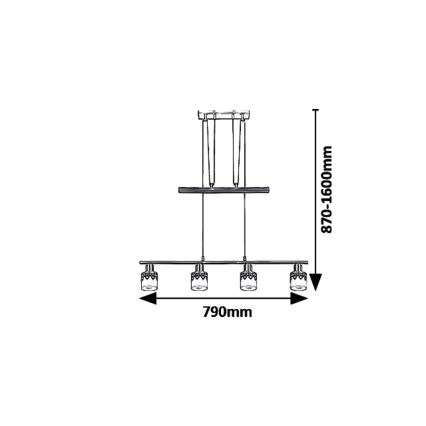 Rabalux 5345 - Πολύφωτο σε σχοινί LACEY 4xE14/40W/230V