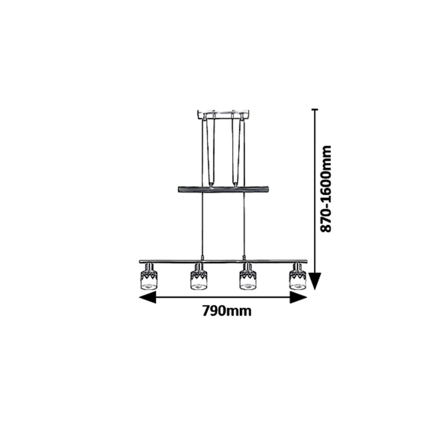 Rabalux 5345 - Πολύφωτο σε σχοινί LACEY 4xE14/40W/230V
