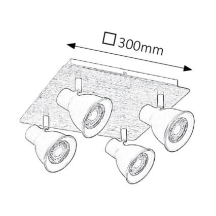Rabalux - Φωτιστικό σποτ 4xGU10/35W/230V