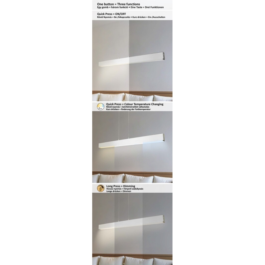 Rabalux - LED Dimmable κρεμαστό φωτιστικό οροφής ράγα LED/24W/230V 2700/4000/6500K 120 cm