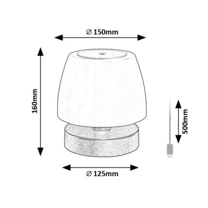 Rabalux - LED Dimmable επιτραπέζιο φωτιστικό LED/3W/5V 2000 mAh IP44