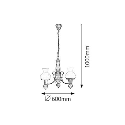Rabalux - Κρεμαστό φωτιστικό οροφής 3xE27/60W/230V καρυδιά