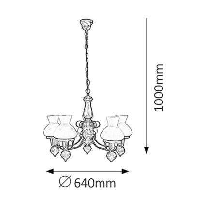 Rabalux - Κρεμαστό φωτιστικό οροφής 5xE27/60W/230V καρυδιά