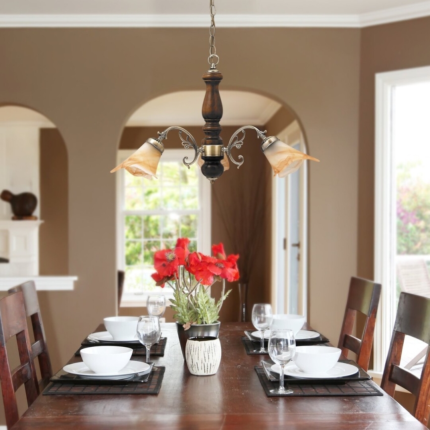 Rabalux - Κρεμαστό φωτιστικό οροφής 3xE14/40W/230V καρυδιά