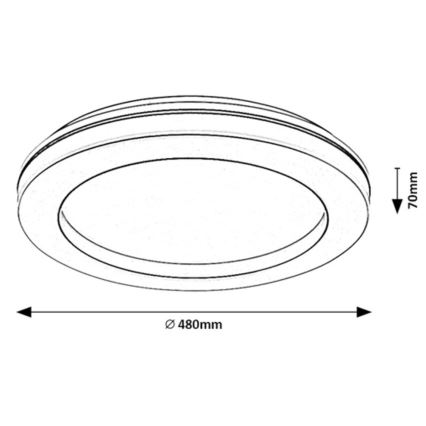 Rabalux - LED Ρυθμιζόμενο Φωτιστικό Οροφής LED/47W/230V 3000-6500K με τηλεχειριστήριο, διάμετρος 48 εκ.