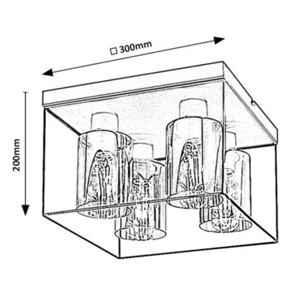 Rabalux - Φωτιστικό οροφής 4xE27/25W/230V 30x30 cm