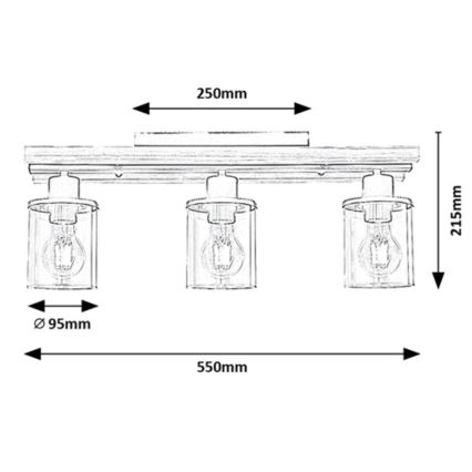 Rabalux - Επιτοίχιο φωτιστικό 3xE27/230V
