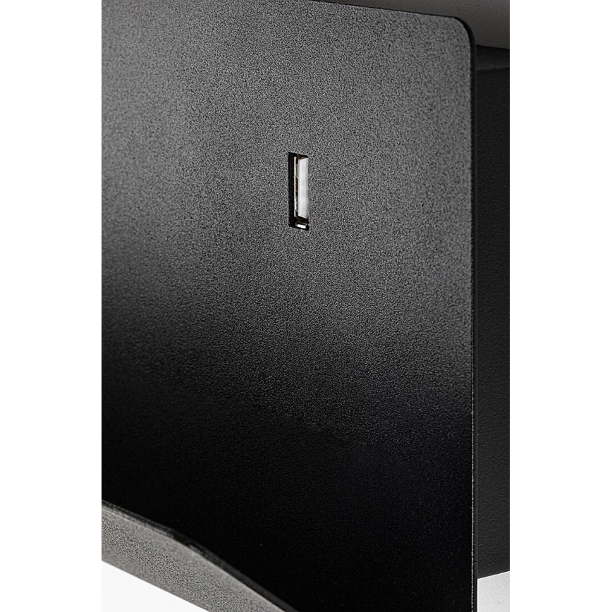 Rabalux - Λάμπα τοίχου με ράφι και USB port 1xGU10/25W/230V μαύρο