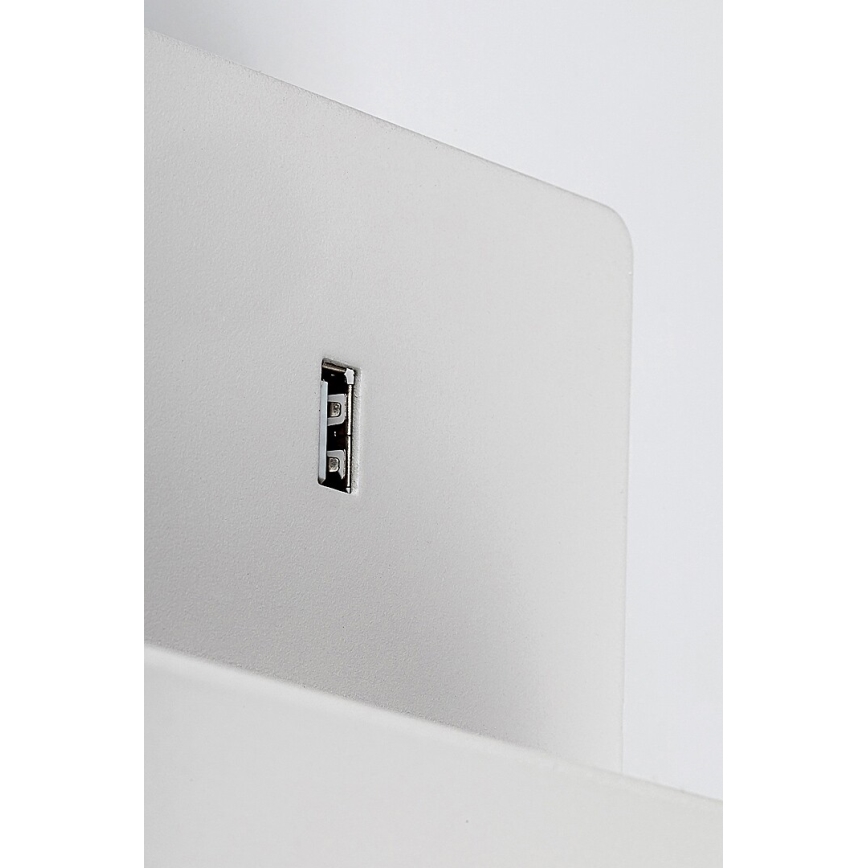 Rabalux - Λάμπα τοίχου με ράφι και USB port 1xGU10/25W/230V λευκό