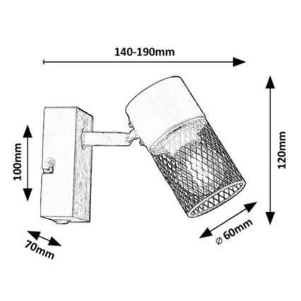 Rabalux - Προβολέας τοίχου 1xE14/40W/230V δρυς