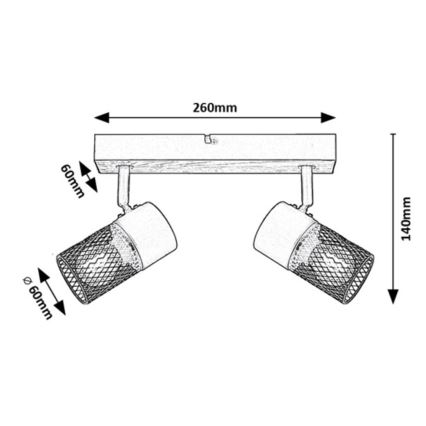 Rabalux - Φωτιστικό σποτ 2xE14/40W/230V δρυς