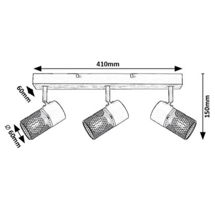 Rabalux - Φωτιστικό σποτ 3xE14/40W/230V δρυς