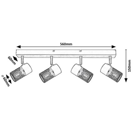 Rabalux - Φωτιστικό σποτ 4xE14/40W/230V δρυς