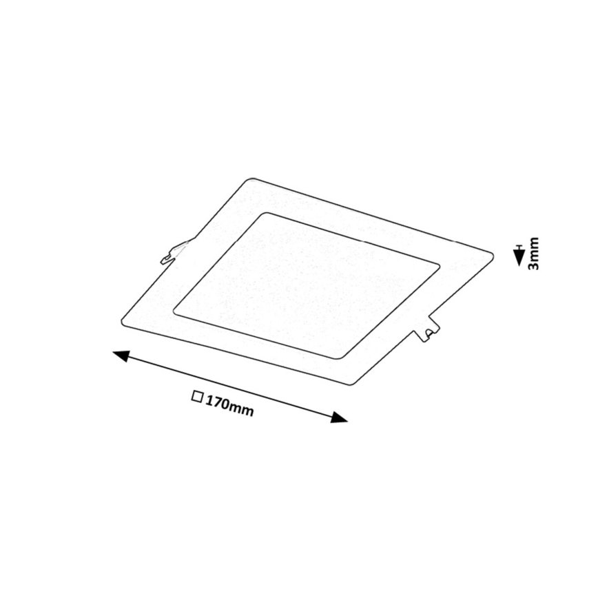 Rabalux - Χωνευτό Φωτιστικό LED LED/12W/230V 17x17 cm μαύρο