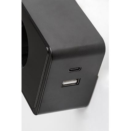 Rabalux - Ρυθμιζόμενο επιτοίχιο φωτιστικό LED/4W/230V με θύρα USB στην πρίζα 3000/4000/6000K μαύρο