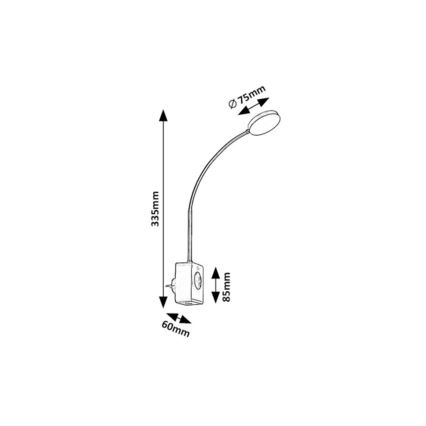 Rabalux - Ρυθμιζόμενο επιτοίχιο φωτιστικό LED/4W/230V με θύρα USB και βύσμα για πρίζα, μαύρο