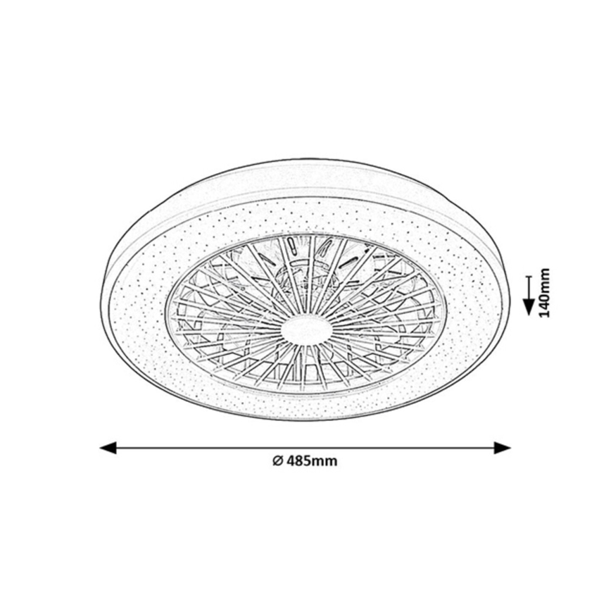 Rabalux - Ρυθμιζόμενο LED φωτιστικό οροφής με ανεμιστήρα LED/48W/230V 3000-6500K + τηλεχειριστήριο