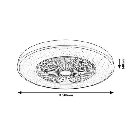 Rabalux - Ρυθμιζόμενο LED φωτιστικό οροφής με ανεμιστήρα LED/72W/230V 3000-6500K + τηλεχειριστήριο
