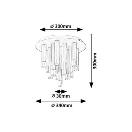 Rabalux - Φωτιστικό οροφής 13xG9/5W/230V, μαύρο, διάμ. 34 εκ.