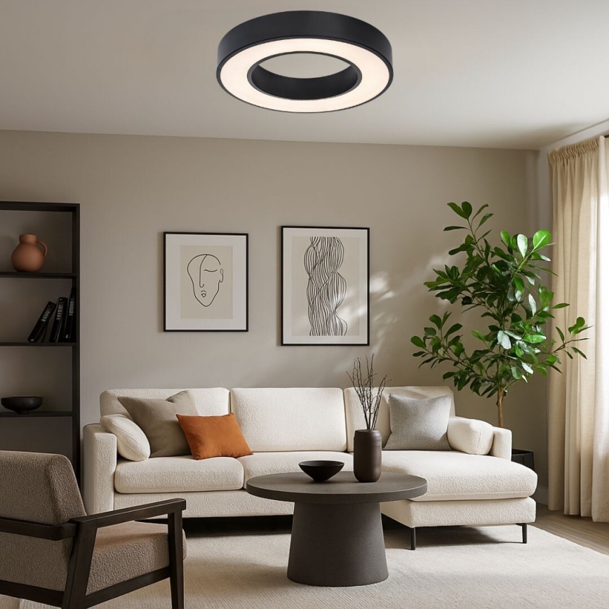 Rabalux - Ρυθμιζόμενο φωτιστικό οροφής LED/45W/230V 3000-6500K διάμ. 60 cm μαύρο + τηλεχειριστήριο