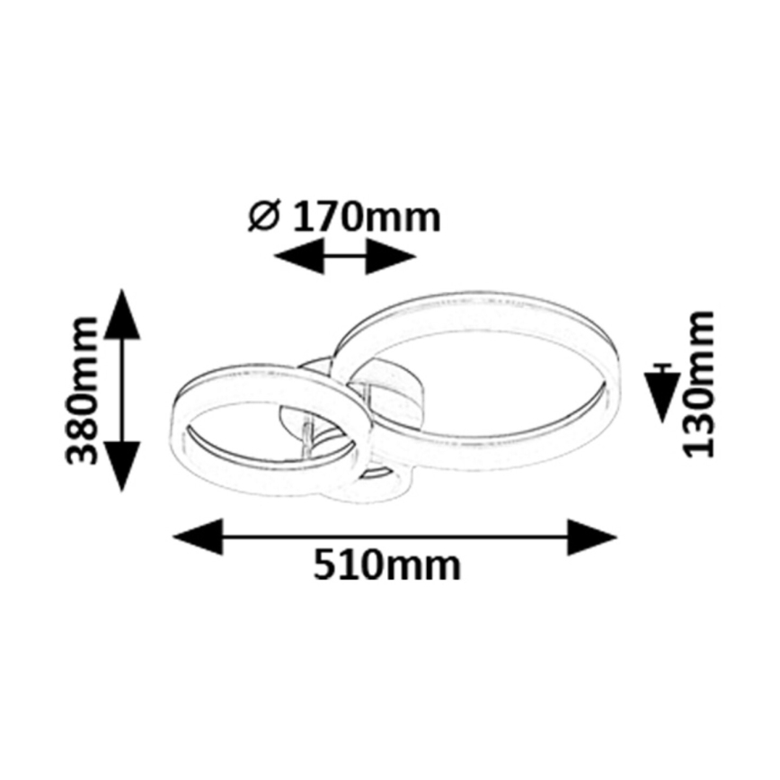Rabalux - Φωτιστικό οροφής LED LED/24W/230V 3000/4000/6500K 38x51 cm ματ χρώμιο