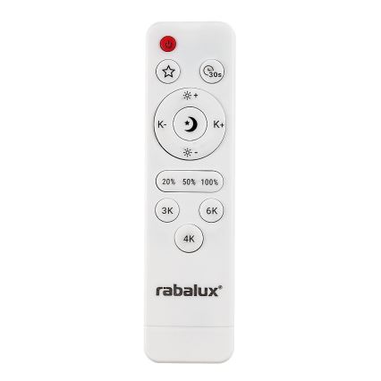 Rabalux - Ρυθμιζόμενο φωτιστικό οροφής LED, 23W/230V, 3000-6500K, διάμ. 38,5 εκ., λευκό + τηλεχειριστήριο