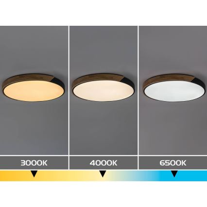 Rabalux - Φωτιστικό οροφής LED LED/42W/230V 3000/4000/6500K μαύρο/δρυς Ø 61 εκ.